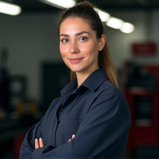 Retrato profesional de Laura Rojas, Mecánica Principal de Tucán Reptile.